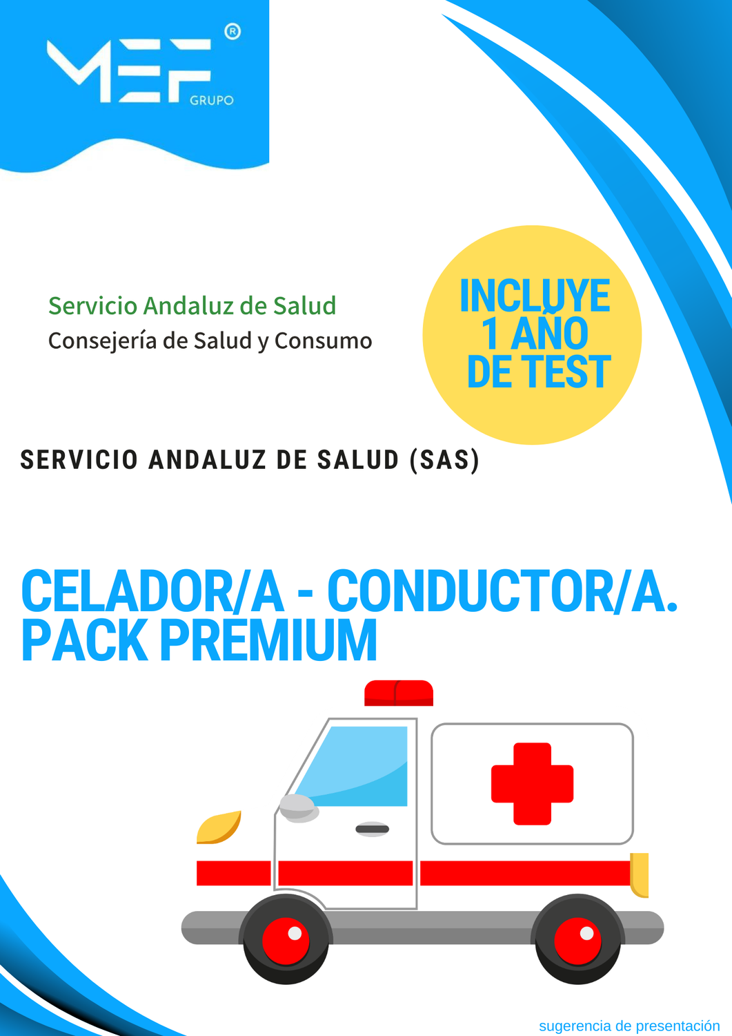 Pack PREMIUM Celador Conductor del Servicio Andaluz de Salud SAS 2025 + 1 AÑO de test online gratis.