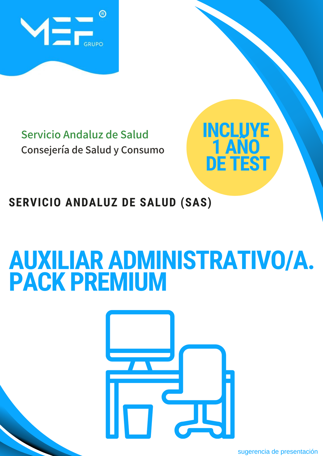Pack PREMIUM Auxiliar Administrativo del Servicio Andaluz de Salud SAS 2025 + 1 año de test online gratis.