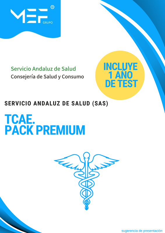 Pack PREMIUM TCAE del Servicio Andaluz de Salud SAS 2025 + 1 año de test por temas online gratis con más de 9.000 preguntas.