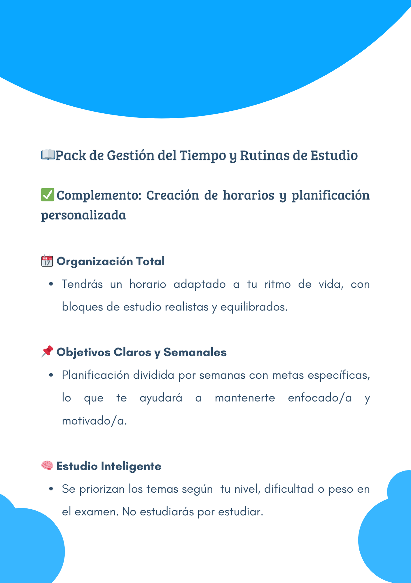 Creación de horarios y planificación personalizada