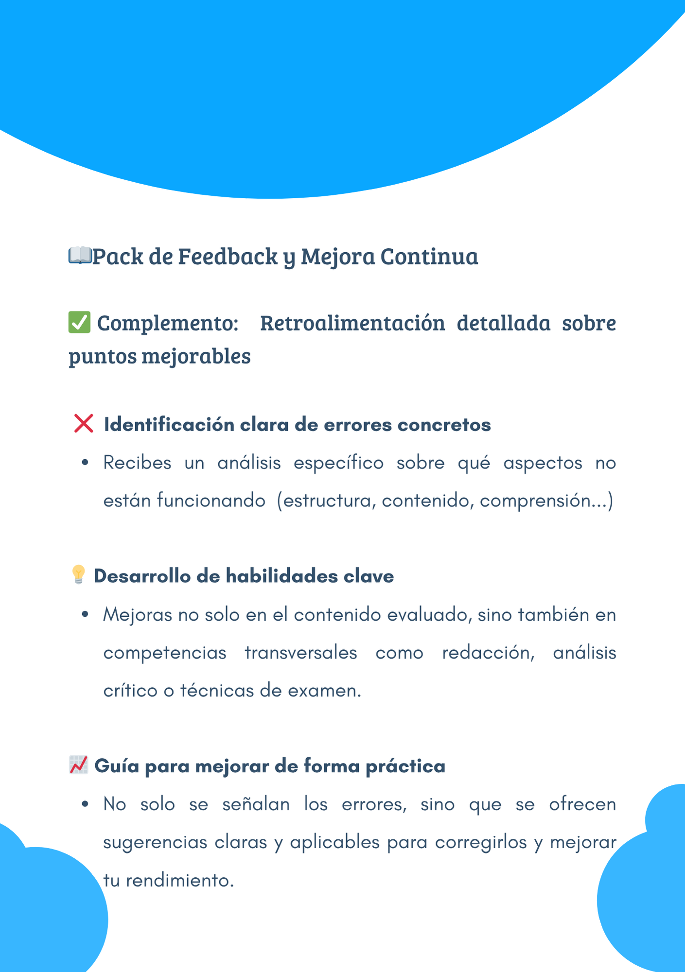 Retroalimentación detallada sobre puntos mejorables