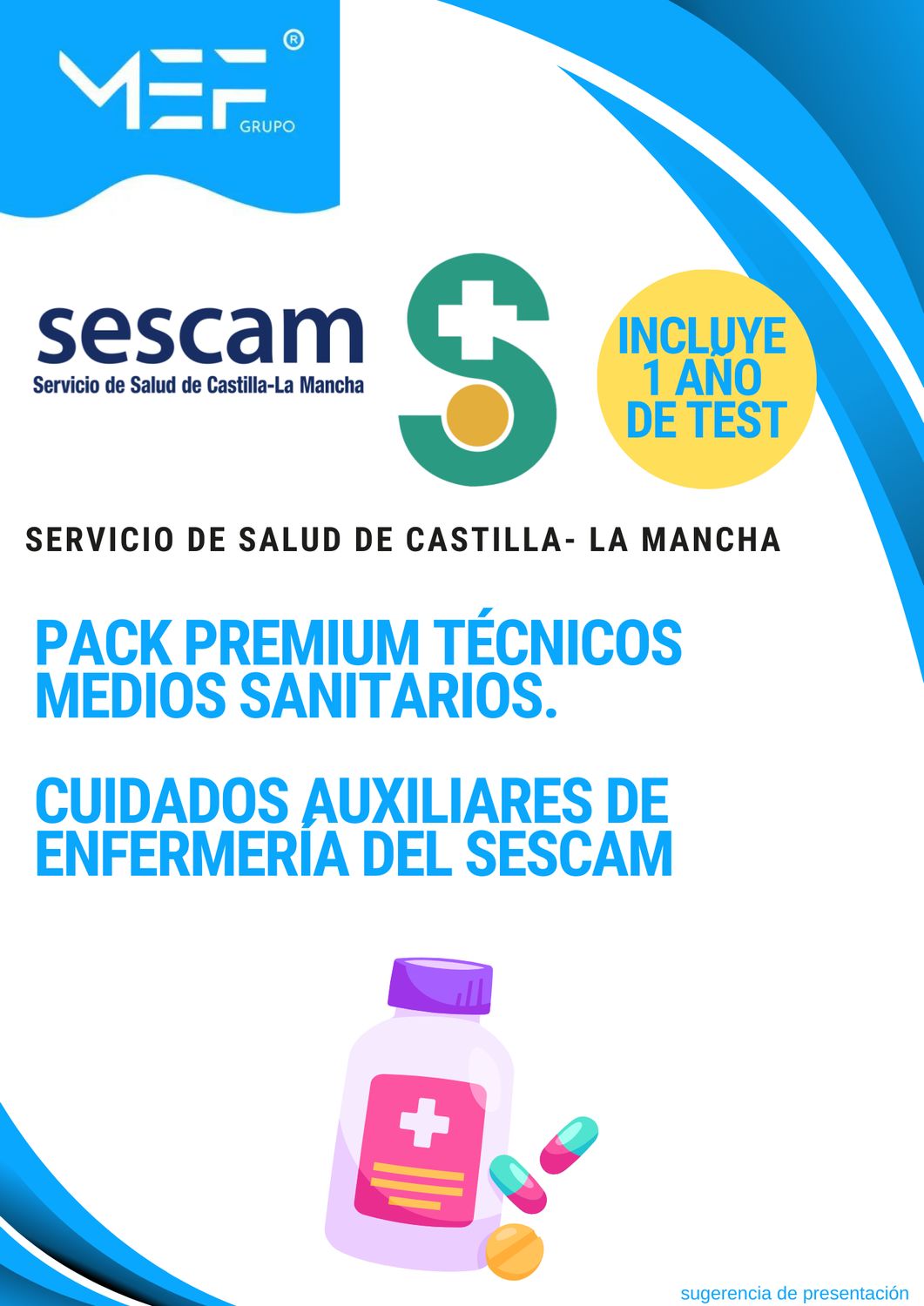 Pack PREMIUM Técnicos Medios Sanitarios. Cuidados Auxiliares de Enfermería del SESCAM + 1 AÑO de test gratis.