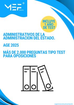 Administrativos del Estado AGE 2025. Más de 2.000 preguntas tipo test para oposiciones + 1 año de Test Online Gratis