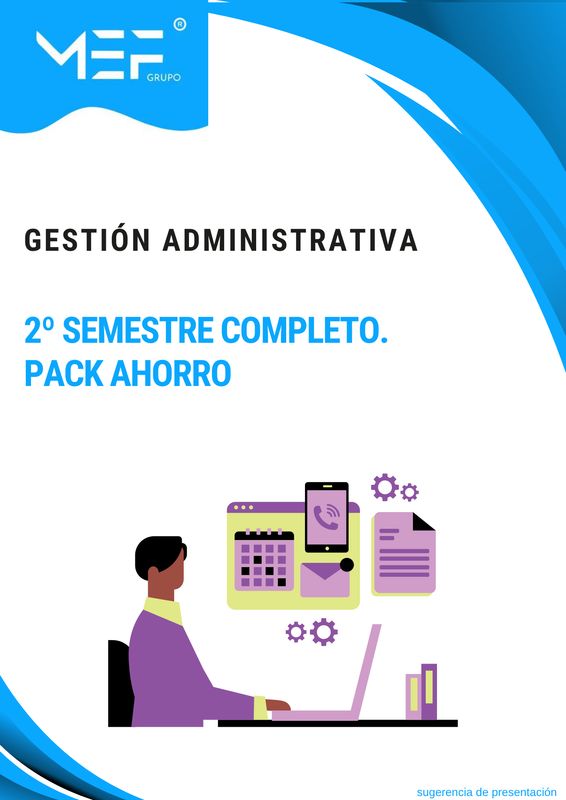 FP OFICIAL A DISTANCIA. Gestión Administrativa. 2º semestre completo. Pack Ahorro.