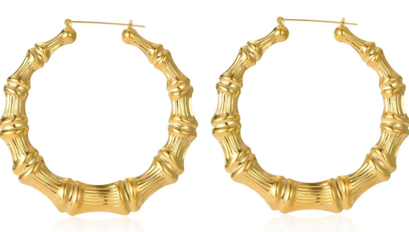 Round Hoop Bamboo Earrings