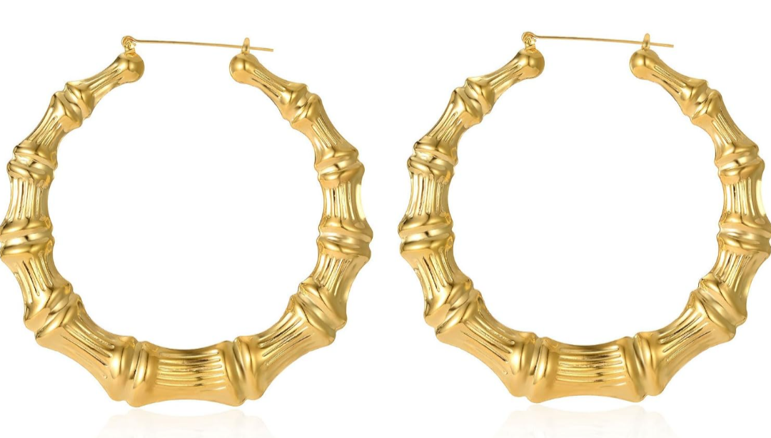 Round Hoop Bamboo Earrings