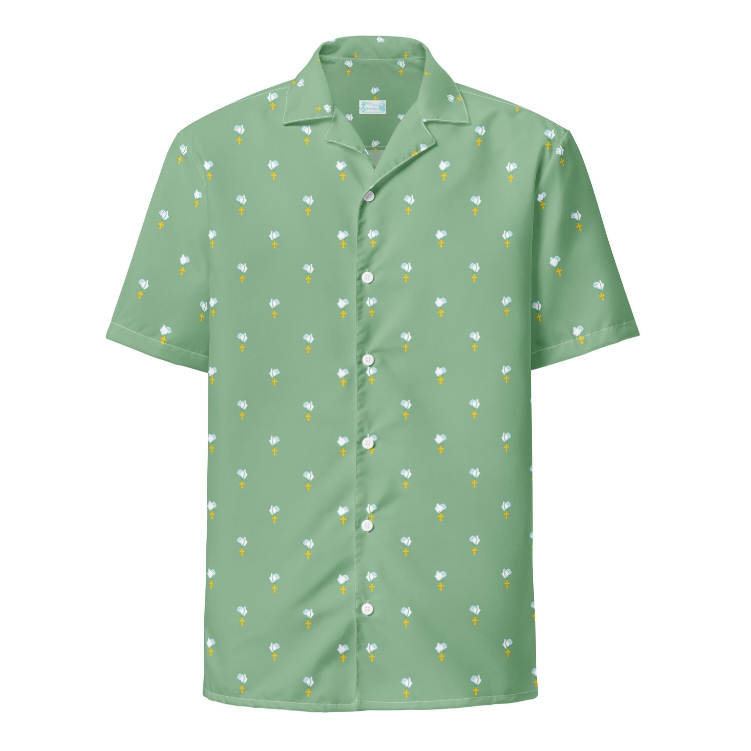 Button-Up Shirt  - Prayer Icon - Green