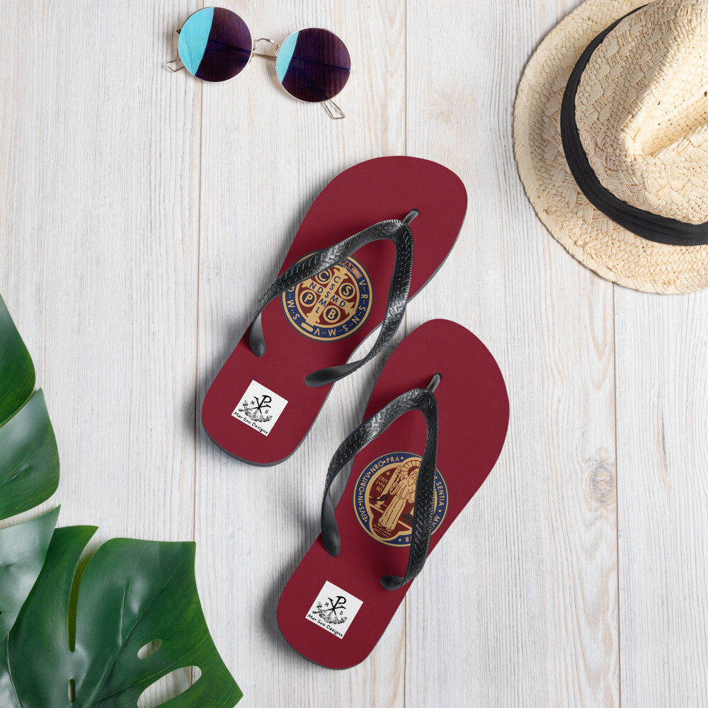 Flip-Flops St Benedict Medal - Burgandy