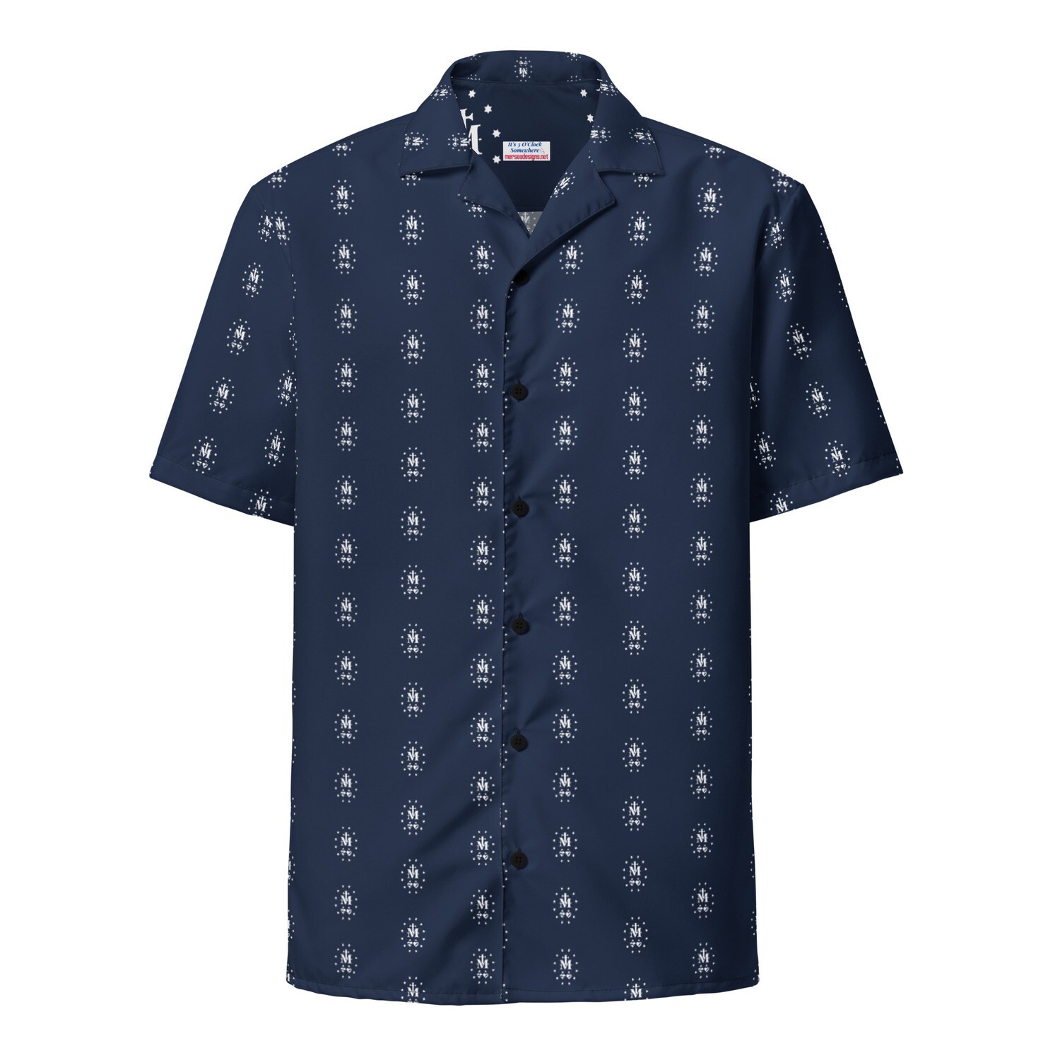 Button Up Shirt - Miraculous Medal - Navy Blue