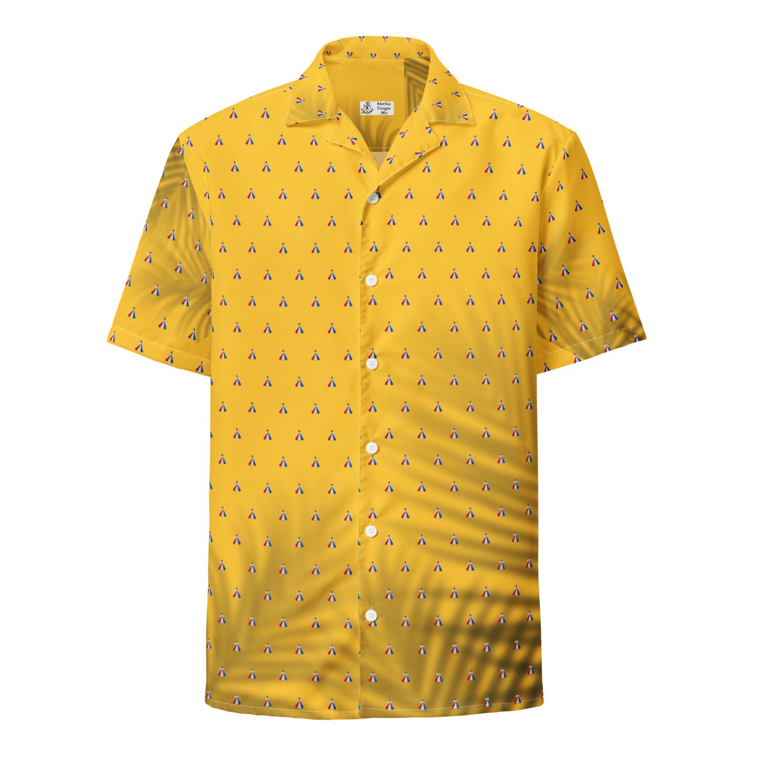 Button Up Shirt - Yellow Palms - Divine Mercy