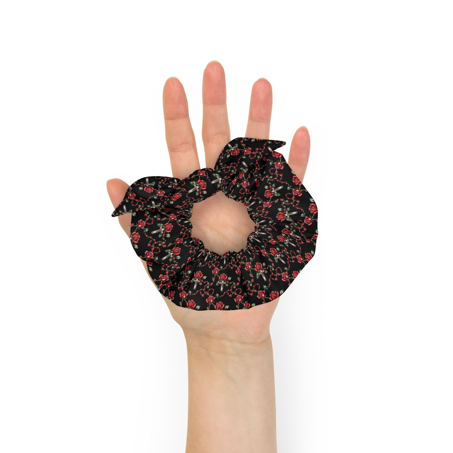 Hair Scrunchie - All Over Rosary - Dark Print