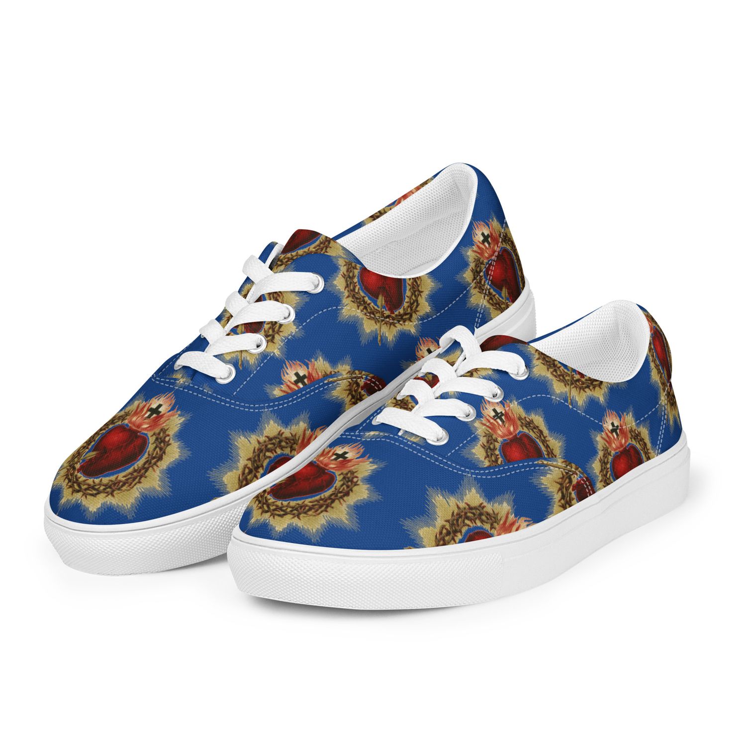 Shoes - Canvas - All Over Sacred Heart - Blue