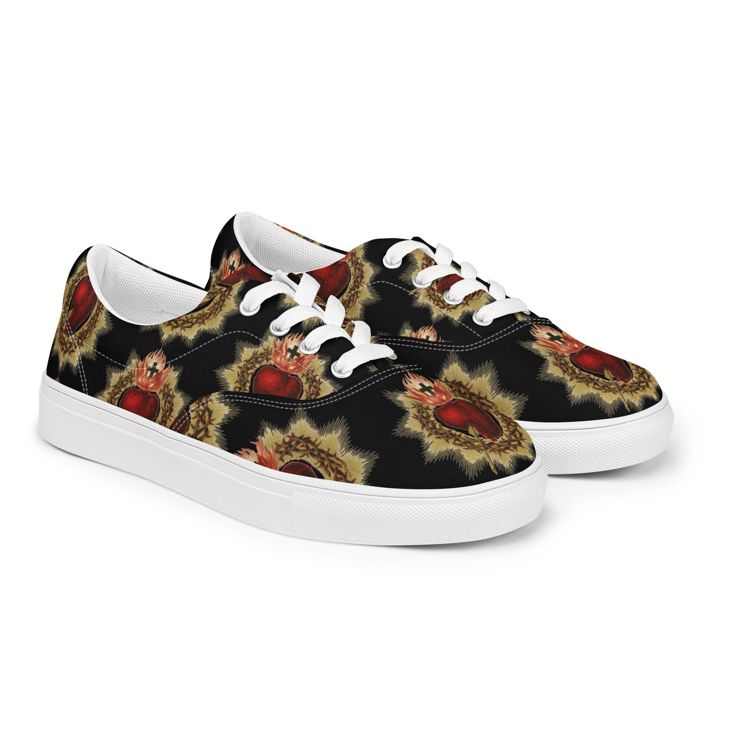 Shoes - Canvas - All Over Sacred Heart - Black