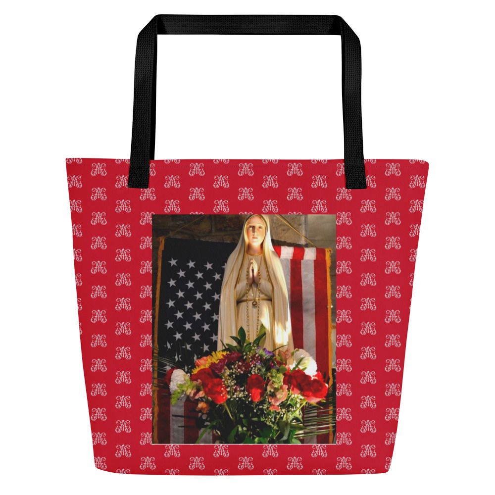 Tote Bag - Our Lady of Fatima, USA Flag, Flowers