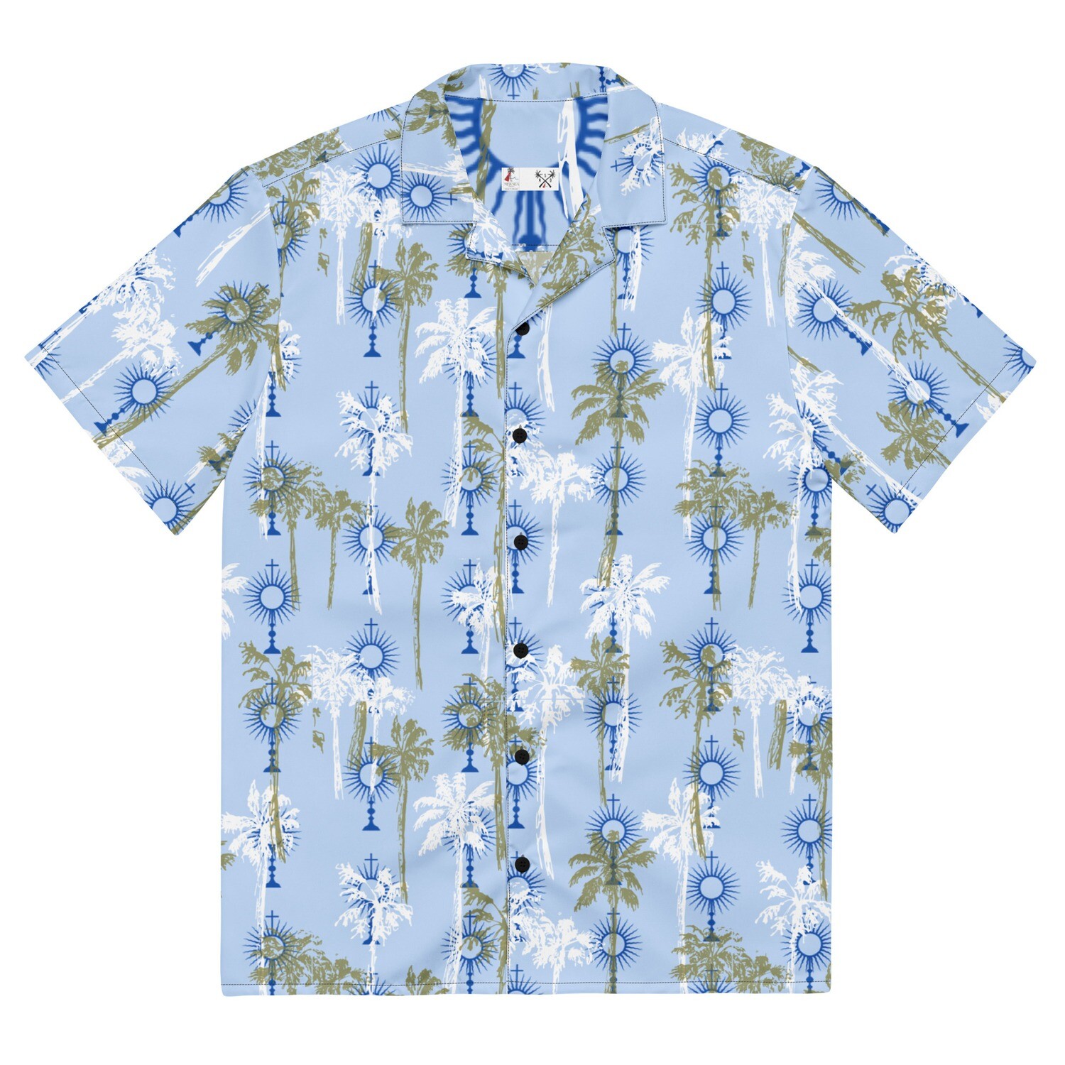 Button Up Shirt - Adoration Palms - Dusty Blue