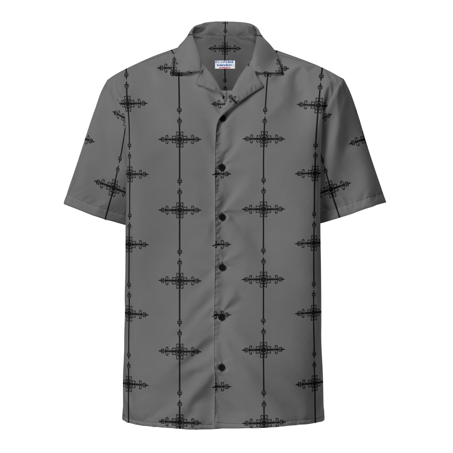 Button Up Shirt - Ornate Cross - Gray