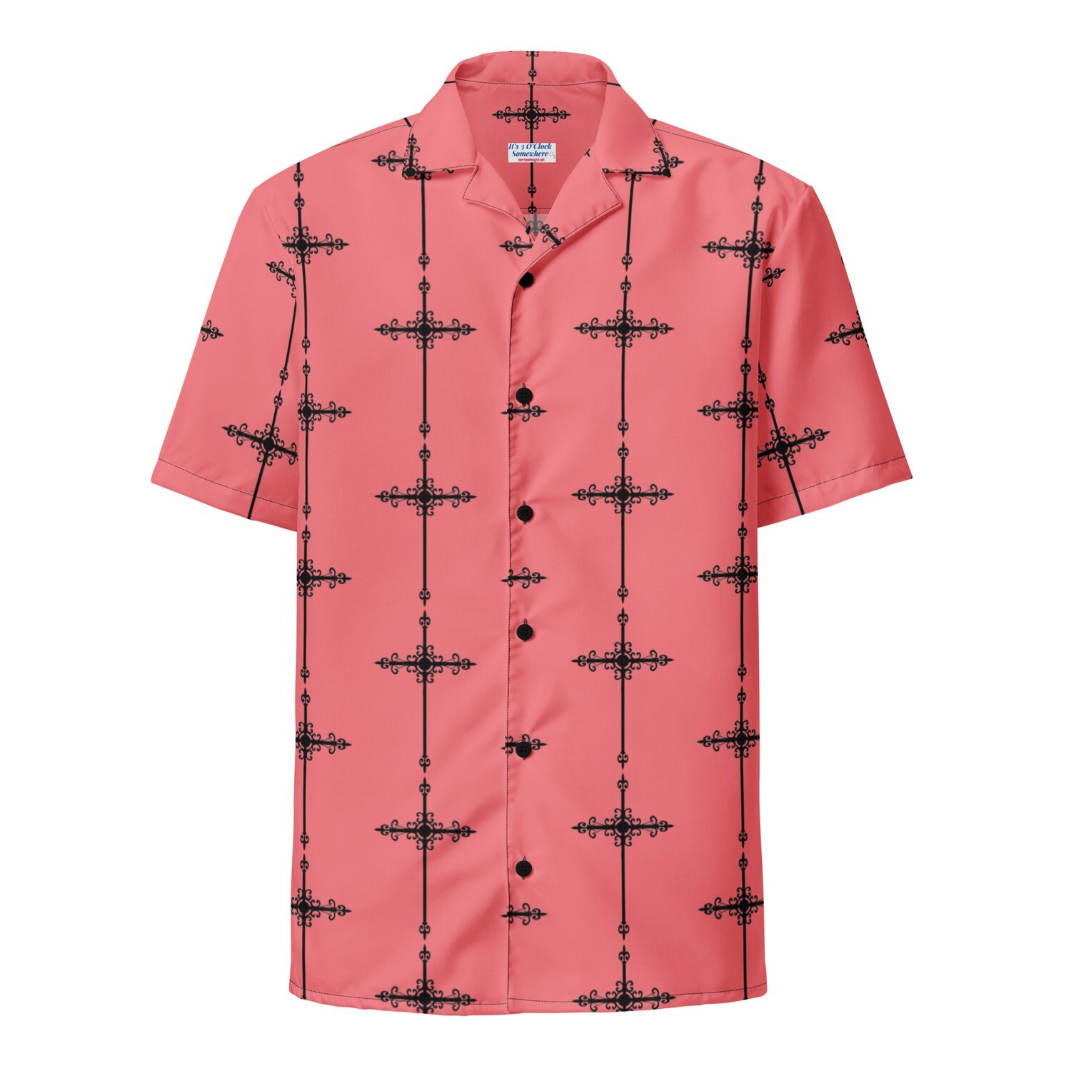 Button Up Shirt - Ornate Cross - Salmon