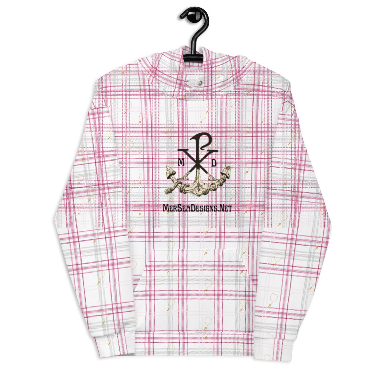 Hoodie Green Plaid Rosary/MerSea Designs Logo