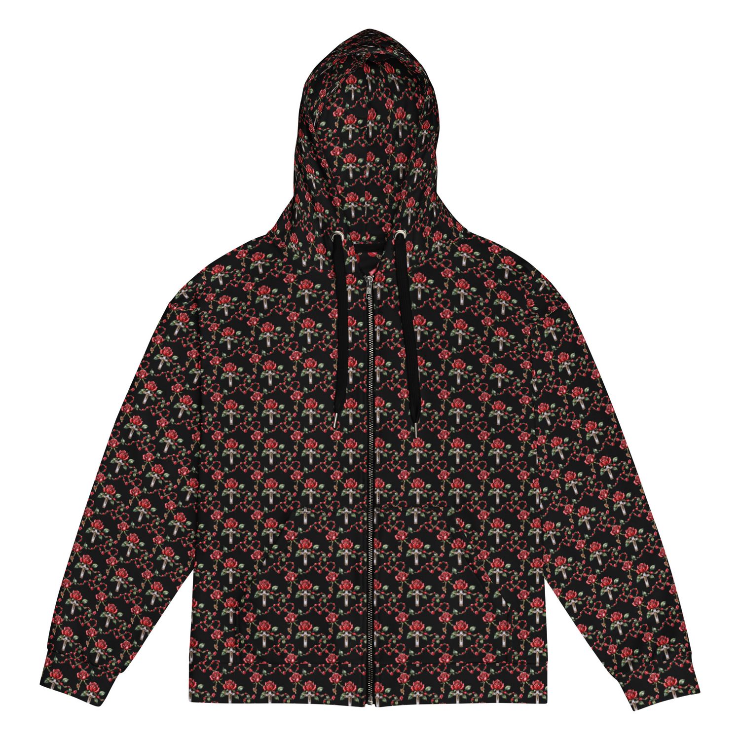 Hoodie - Zip Up - All Over Rosary - Dark Print