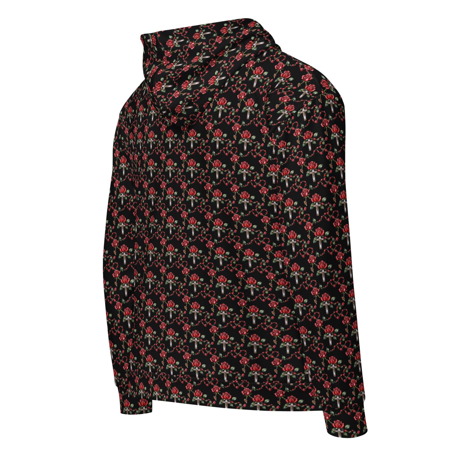 Hoodie - Zip Up - All Over Rosary - Dark Print