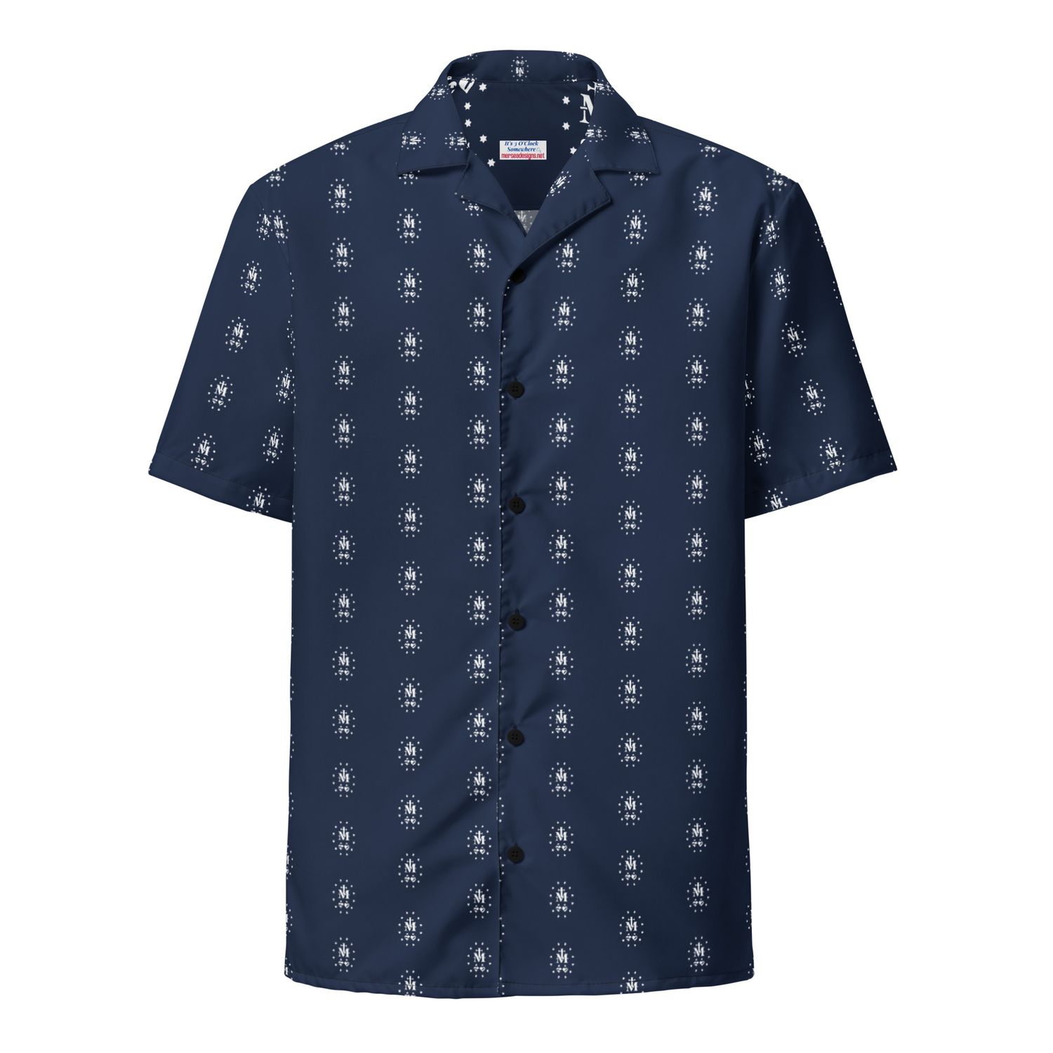 Button-Up Shirt - Miraculous Medal - Navy Blue