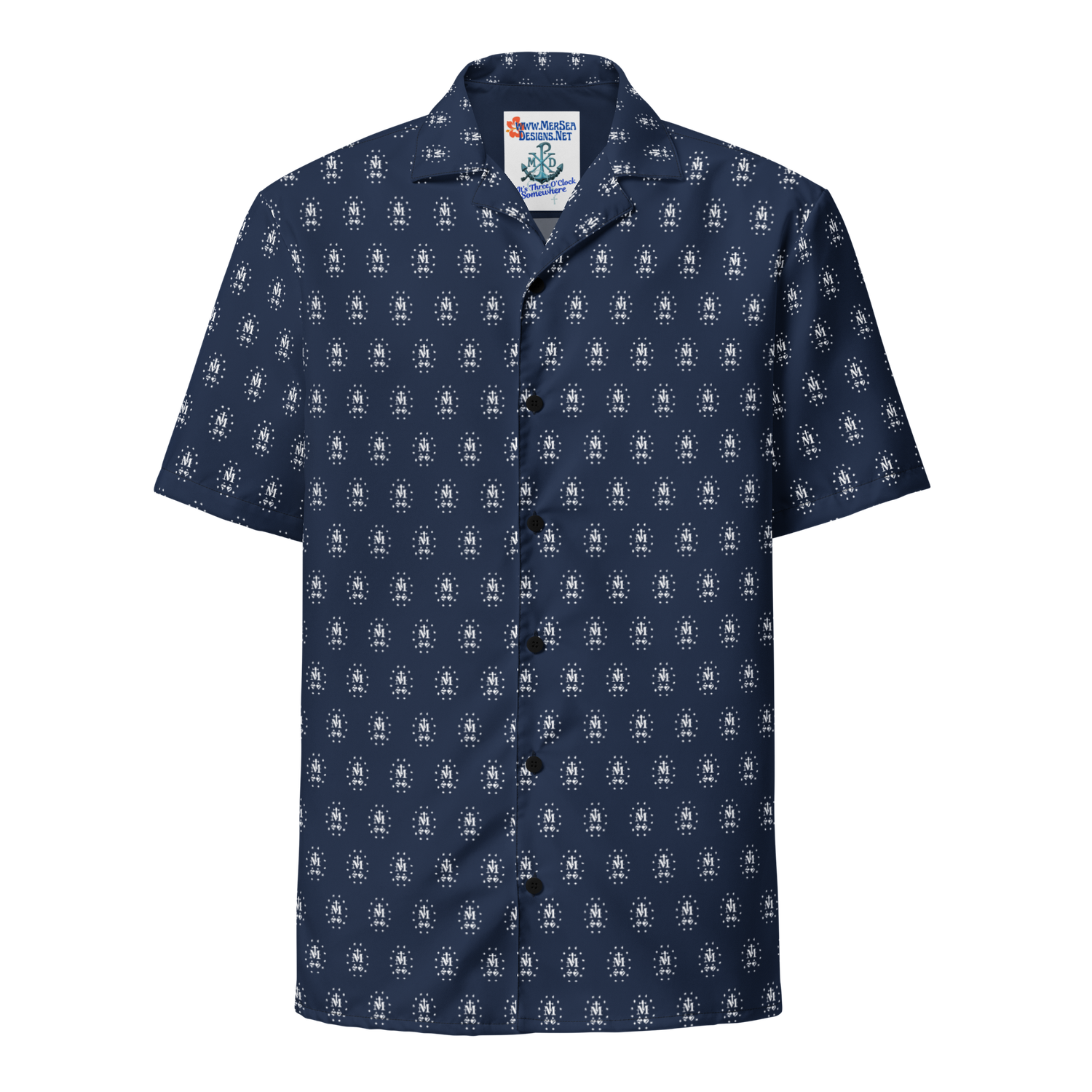 Button Up Shirt - Miraculous Medal - Navy Blue