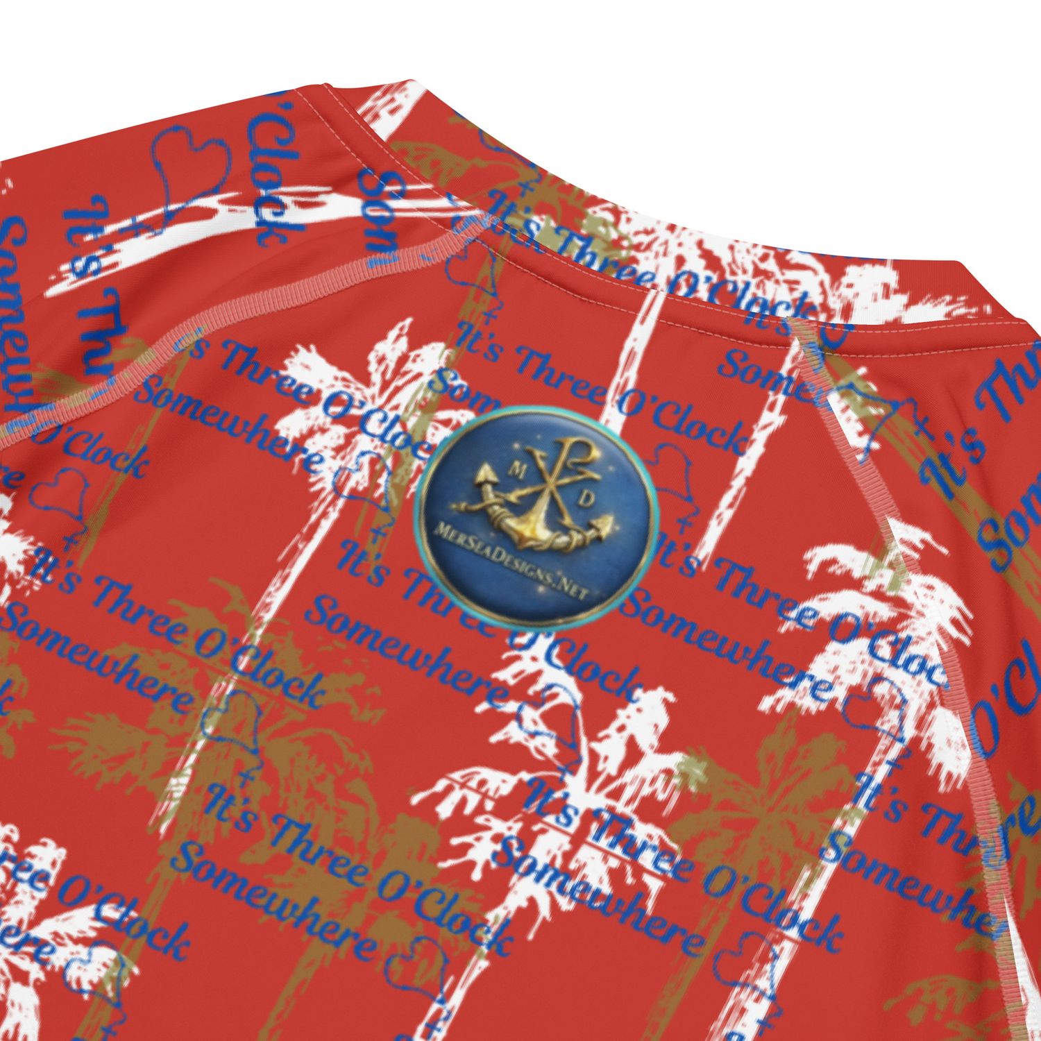 Swim Shirt - Rash Guard - 3 O'Clock Somewhere - Red
