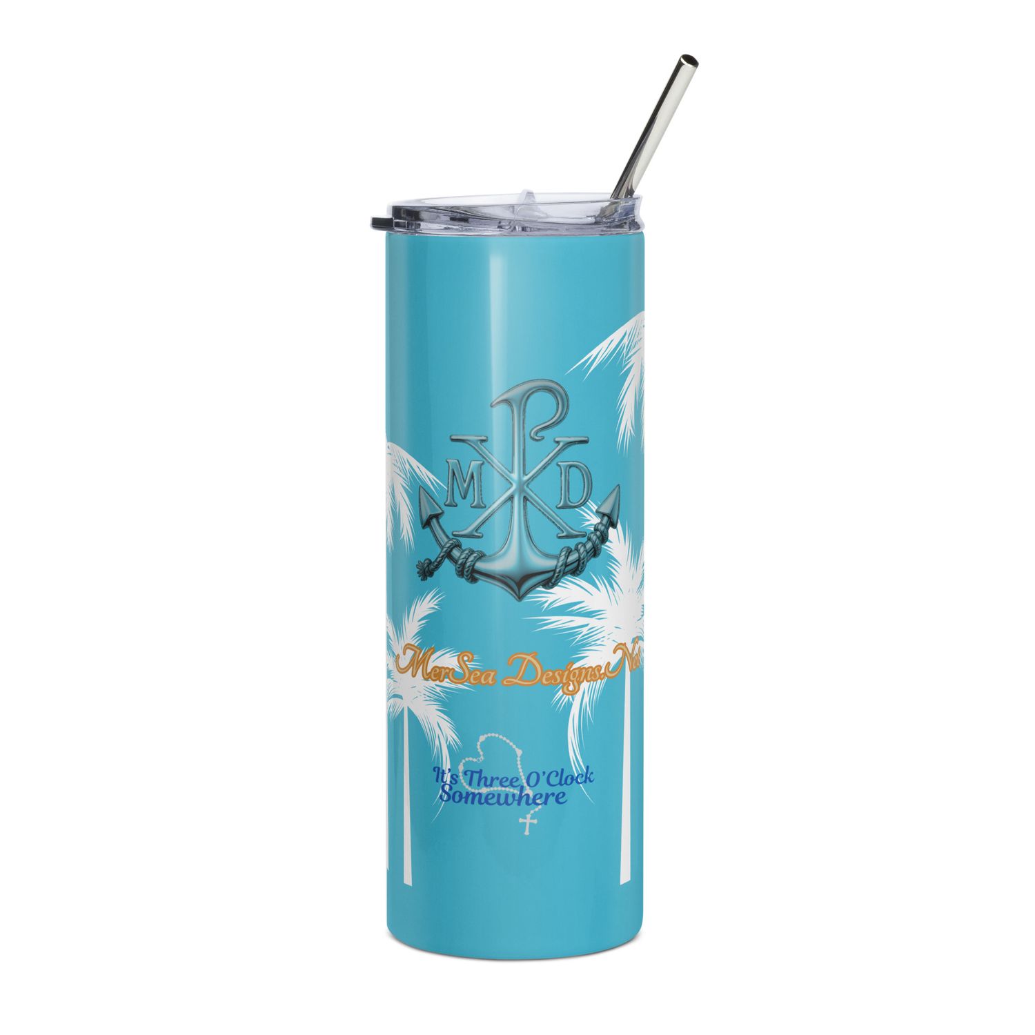 Stainless Steel Tumbler - MerSea Designs Logo Palms