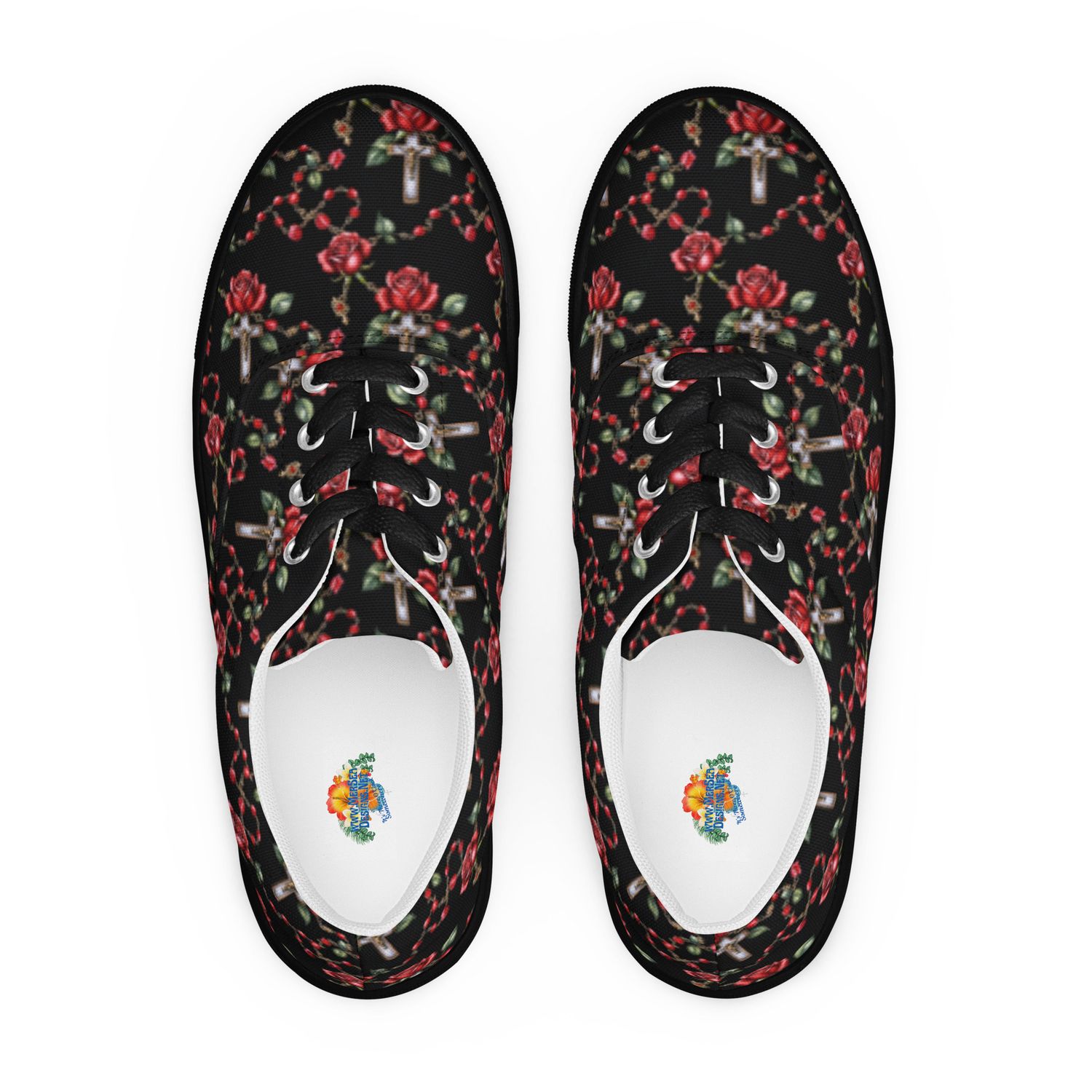 Shoes - Canvas - Roses &amp; Rosary - Dark