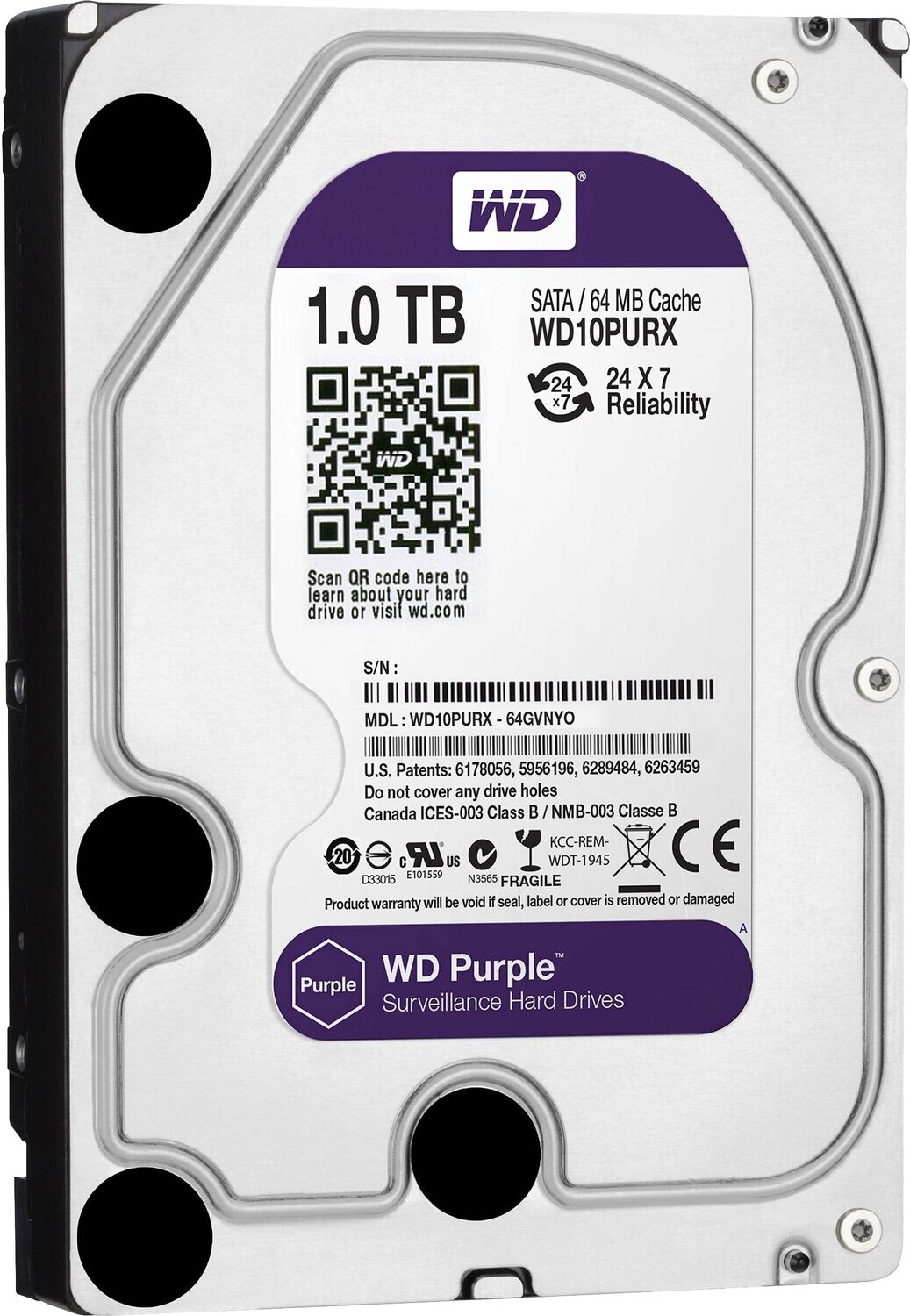 Western Digital 1TB WD Purple Surveillance Hard Drive