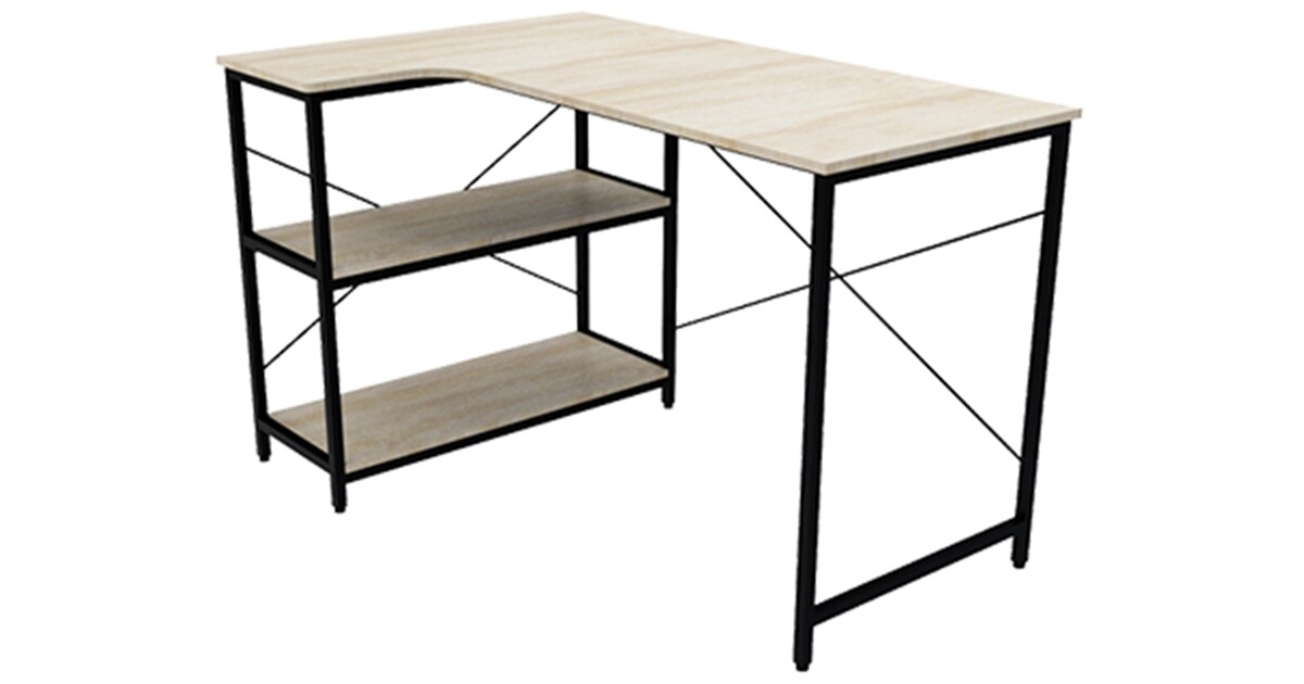 Xtech XTFCD186 Computer Desk Black Steel Frame and Wood Shelves