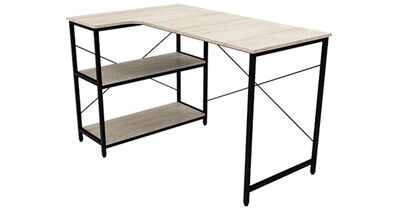 Xtech XTF-CD186 Computer Desk Black Steel Frame and Wood Shelves