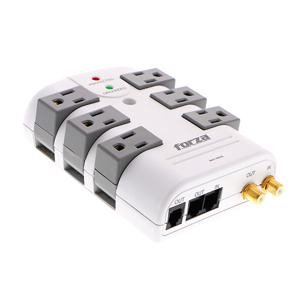 Forza RHT-06NC Surge protector (2160J/1800W) 6 Rotating Outlet