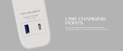 Forza FSP-411USBCW Surge Protector (1000J/1625W) 4 Outlet
