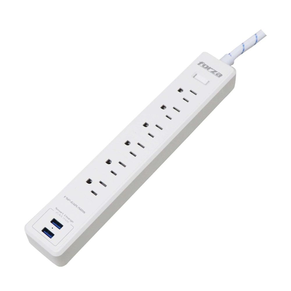 Forza FSP-612USBW Surge Protector (1200J/1680W) 6 Outlet
