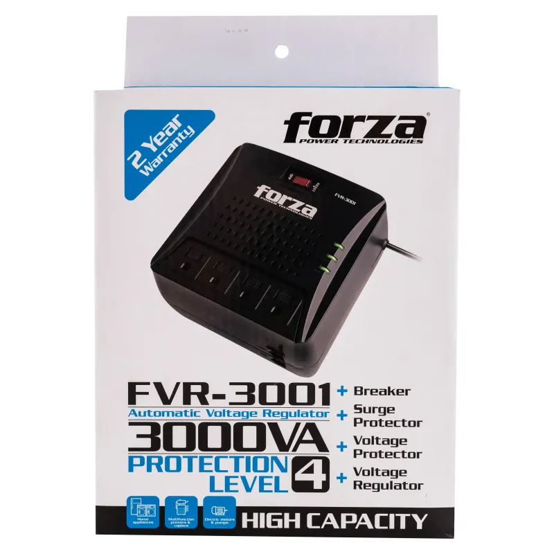 Forza FVR-3001 (3000VA/1500W) Automatic Voltage Regulator 4 Outlet