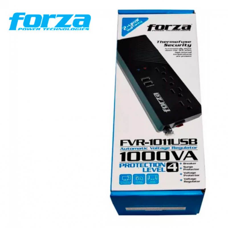 Forza FVR-1011USB (1000VA/500W) Automatic Voltage Regulator 4 Outlet/2 USB