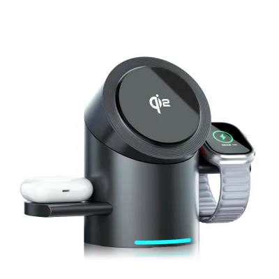 Klip Xtreme KDC-400 PowerDesk Spin 15W 3-in-1 Wls Charging Station