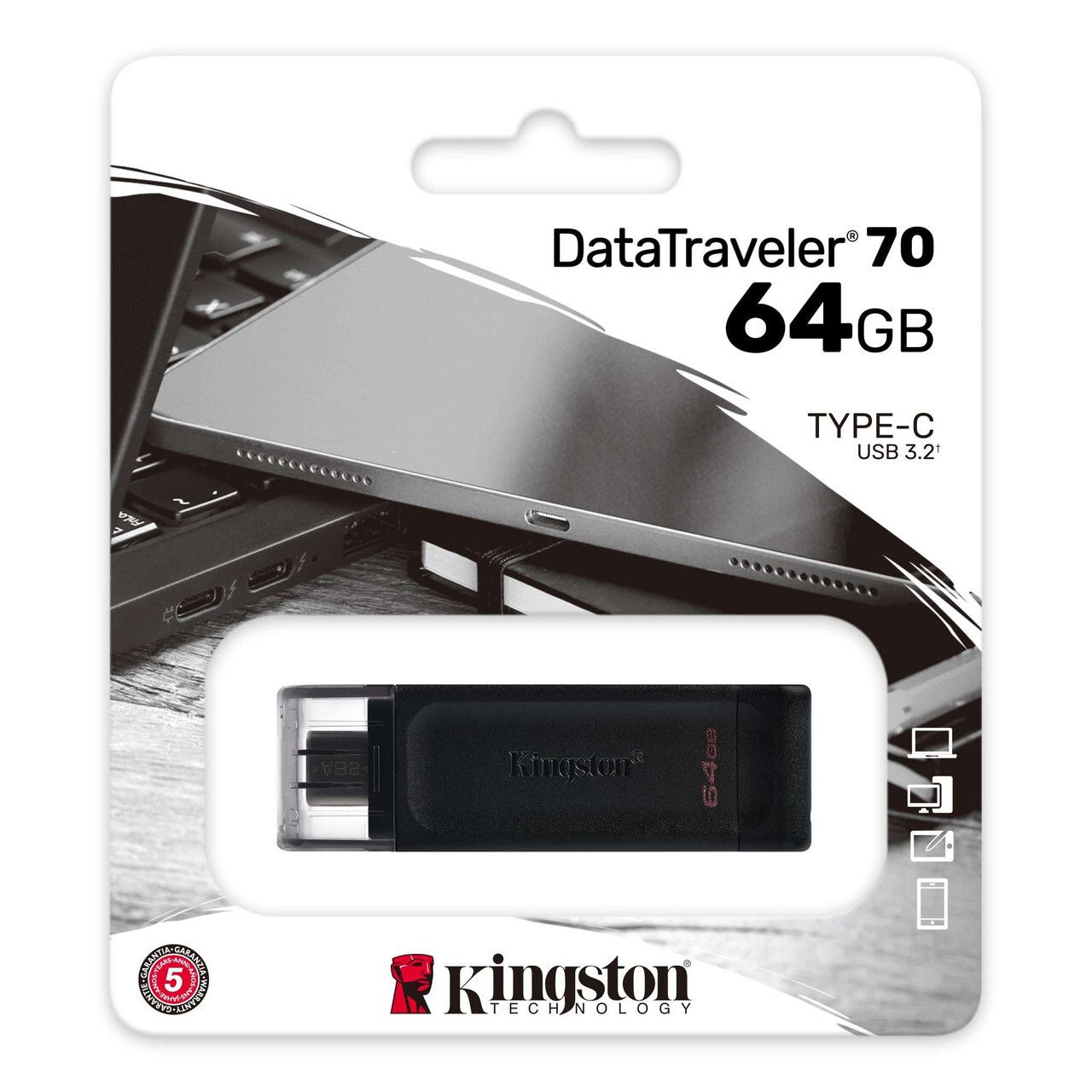 Kingston 64GB DataTraveler 70 USB 3.2 Gen 1 Flash Type-C (FREE w/ Notebook)