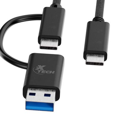Xtech XTC-532  2-in-1 USB-C to USB-C &amp; USB-A Adapter Cable