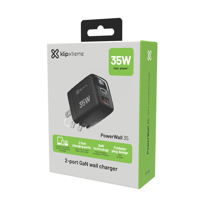 Klip Xtreme PowerWall  KMC-250 (35W) 2-Port Wall Charger Adapter