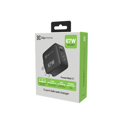Klip Xtreme PowerWall KMC-500 (67W) 3-Port Wall Charger Adapter