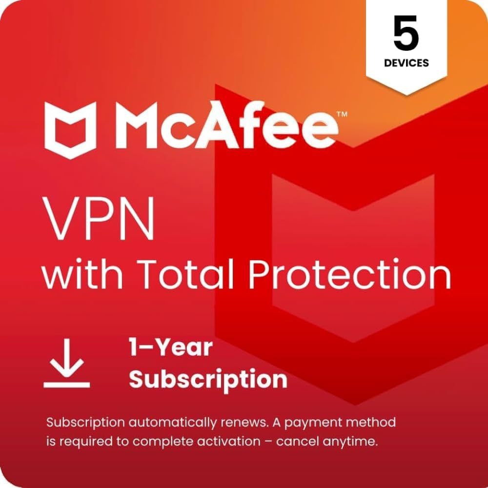 McAfee Total Protection Anti-Virus License 1 Year (5 User)