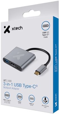 Xtech XTC-566 3-in-1 USB Type-C Multiport Adapter