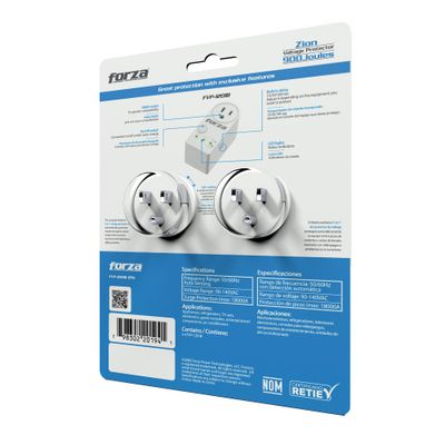 Forza FVP-1201B 2PK White Volate Regualtor (900J/1800W) 1 Outlet Surge