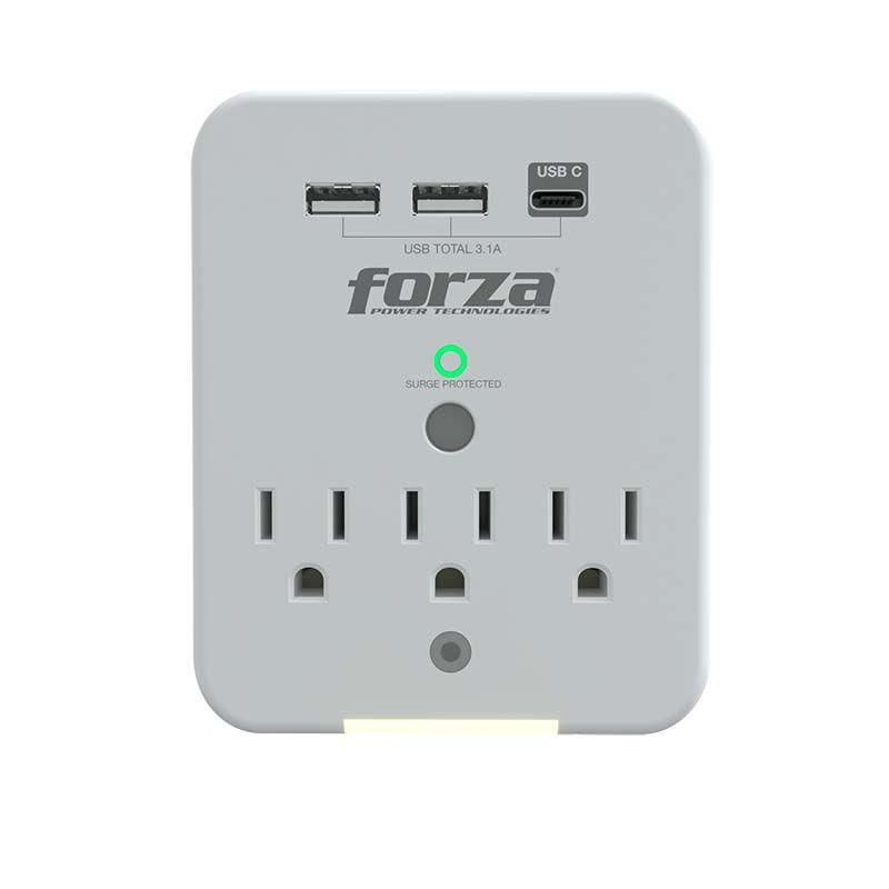 Forza FWT-331USBC Surge Protector (490J/1875W) 3 Outlet