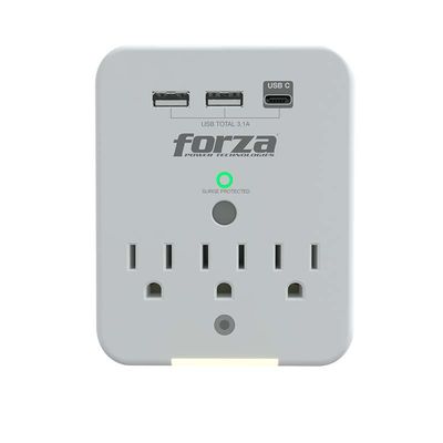 Forza FWT-331USBC Surge Protector (490J/1875W) 3 Outlet
