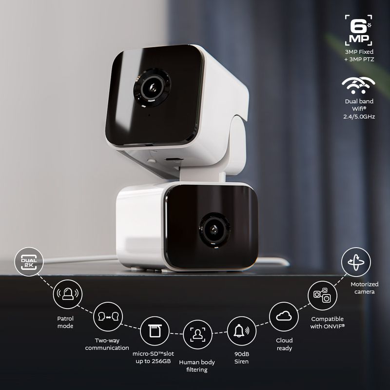 Nexxt NHC-IP30DL Smart Home Wi-Fi Dual Lens PTZ Indoor Camera