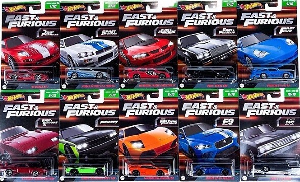 Hotwheels Hot Wheels Diecast Model Car Set 2 Fast &amp; Furious Nissan Skyline Porsche Mitsubishi Mazda Dodge Chevy