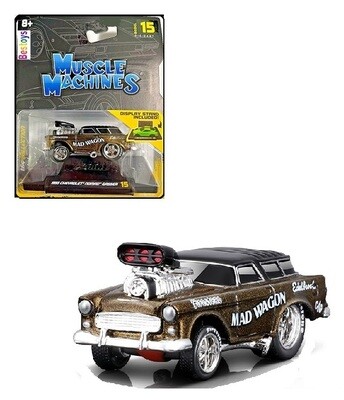 Maisto Muscle Machines Diecast Model Car Chevy Chevrolet Nomad Gasser 1955 &quot;Mad Wagon&quot; 1/64 scale